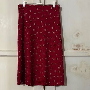 Aeropostale Red Floral Midi Skirt